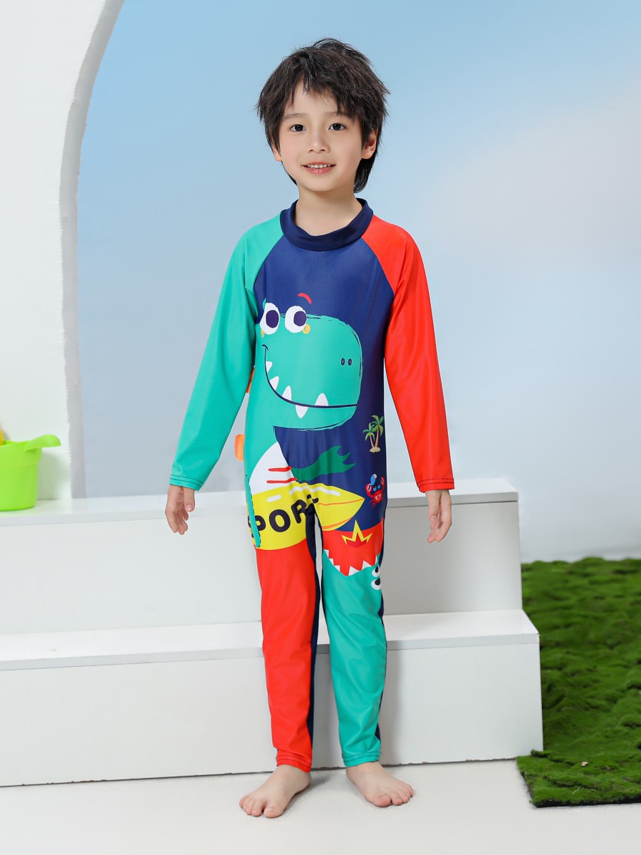 Traje de baño para niños de comercio exterior, traje de natación de secado rápido con protector solar de manga larga para niños, traje de buceo para bebés, traje de surf al por mayor