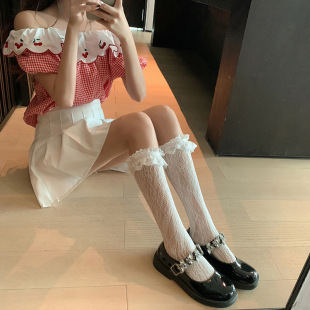 white stockings custom lace lolita calf socks female jk long tube lace japanese ins student socks