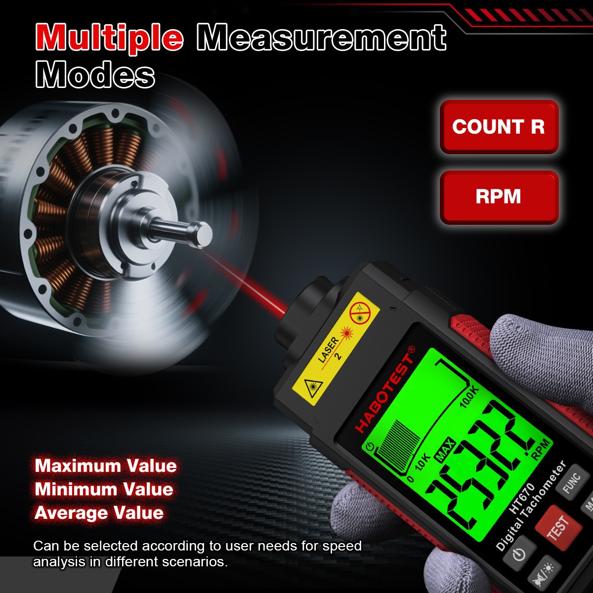 HABOTEST/Huabo HT673/HT670/HT671 Non-Contact Dual-Purpose Tachometer