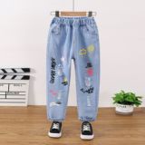 Осенние джинсы, детские штаны для отдыха, детская одежда, подходит для подростков, в западном стиле