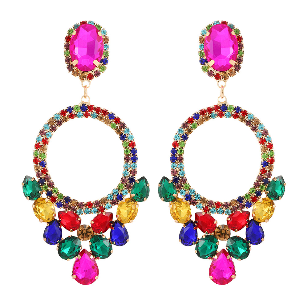 Retro Lady Geometric Rhinestone Inlay Artificial Gemstones Women's Drop Earrings display picture 3