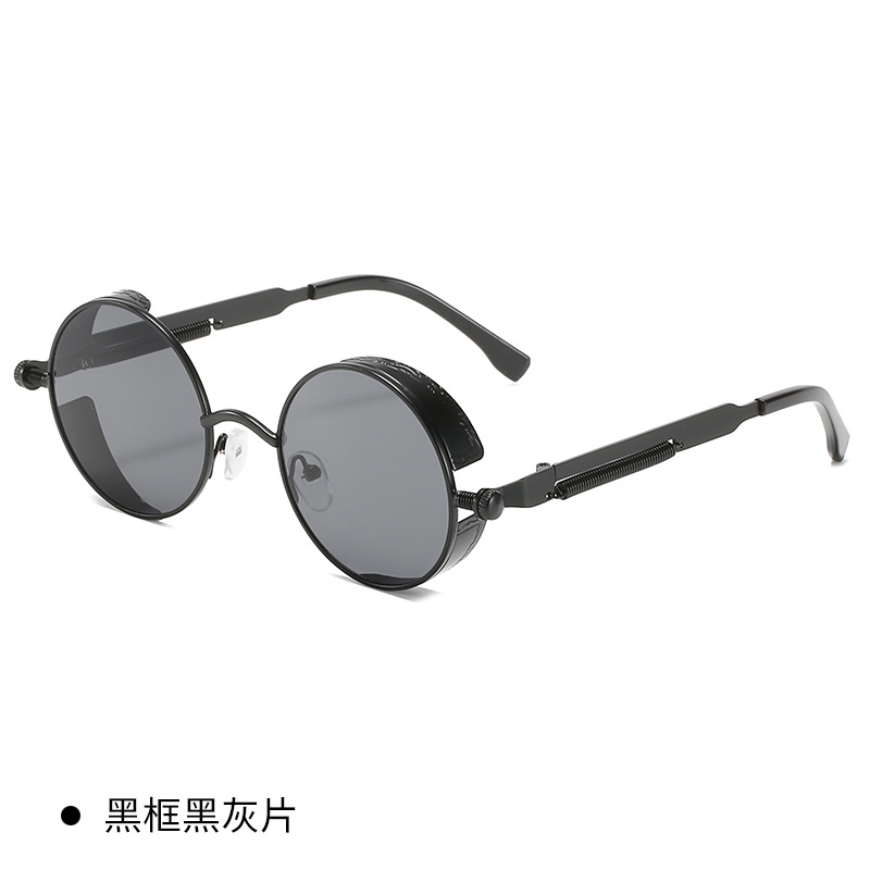 New Steampunk metal sunglasses retro metal frame sunglasses round thick frame spring leg Sunglasses