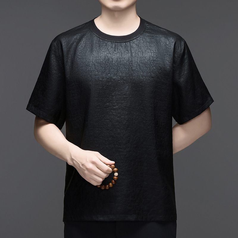 Áo thun nam cổ tròn basic dáng rộng, chất liệu cotton thoáng mát — Đen SPH8819