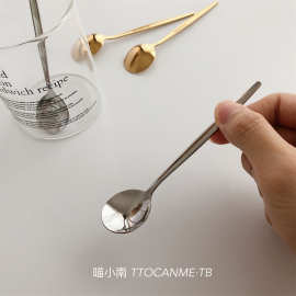 (高品质款)ins咖啡勺搅拌甜品蛋糕雪糕不锈钢金色银色冰淇淋早餐