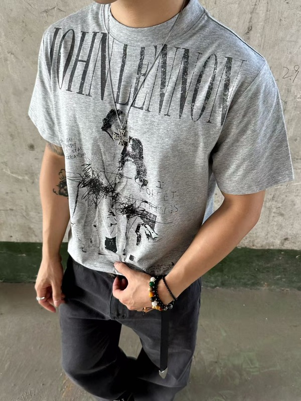EME メンズ 25ss アートラバー プリント スモールネックライン ソロナ クール半袖Tシャツ クリーンフィット トレンド|undefined