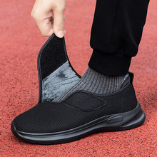 布鞋大码46软底爸爸鞋薄绒保暖二棉鞋男秋冬加绒老人鞋