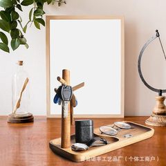 創意木製デスクトップ収納棚家庭用リビング玄関飾り棚