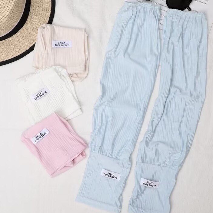 Ice Silk Sun Protection Sleeves for Women, Summer 2025 New Style, Pleated Bubble Sleeves, Loose Driving Sun Protection Sleeves