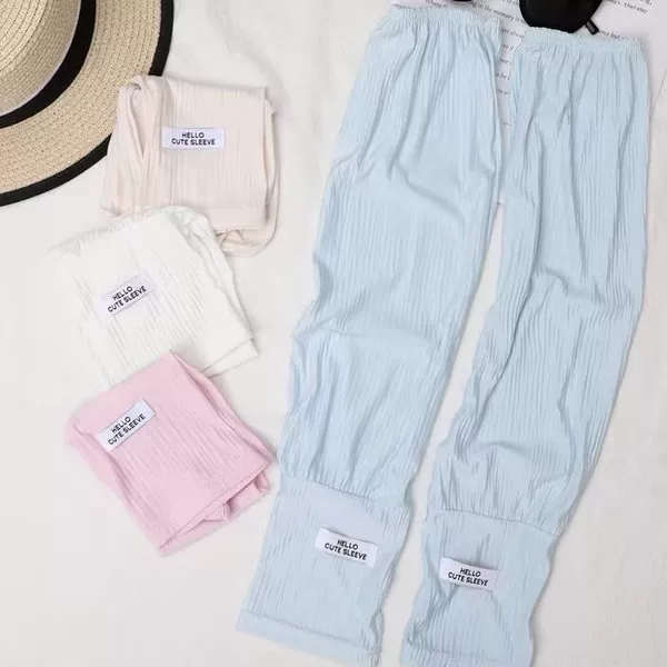 Ice Silk Sun Protection Sleeves for Women, Summer 2025 New Style, Pleated Bubble Sleeves, Loose Driving Sun Protection Sleeves