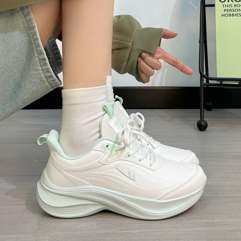 回力运动休闲鞋女款2025新款轻便厚底学生皮面小白鞋|undefined