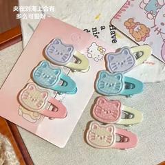 キャンディーカラーの猫のヘアクリップ日本のシンプルで甘い女の子サイドクリップ前髪クリップヘアピンヘアアクセサリークリップ新しい漫画