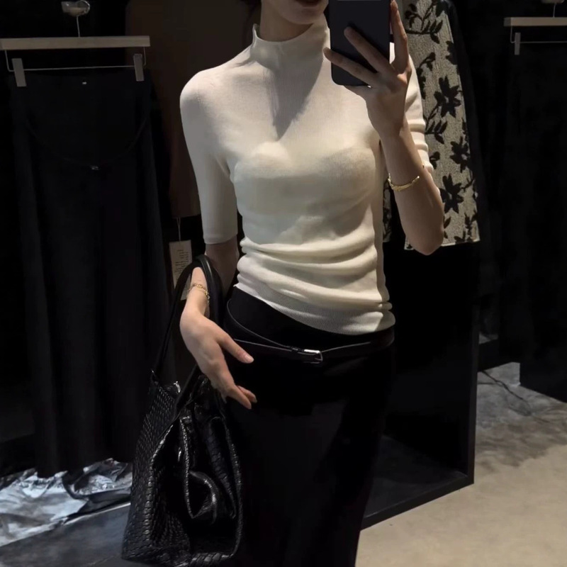 Pre-order (mid-sleeve style - Gold Label Merino Wool) half-turtleneck wool sweater - no returns or exchanges Pre-order (mid-sleeve style - Gold Label Merino Wool) half-turtleneck wool sweater - no returns or exchanges