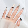 Japanese demi-season metal nail decoration, three dimensional tape heart-shaped, internet celebrity, french style, 5 pieces