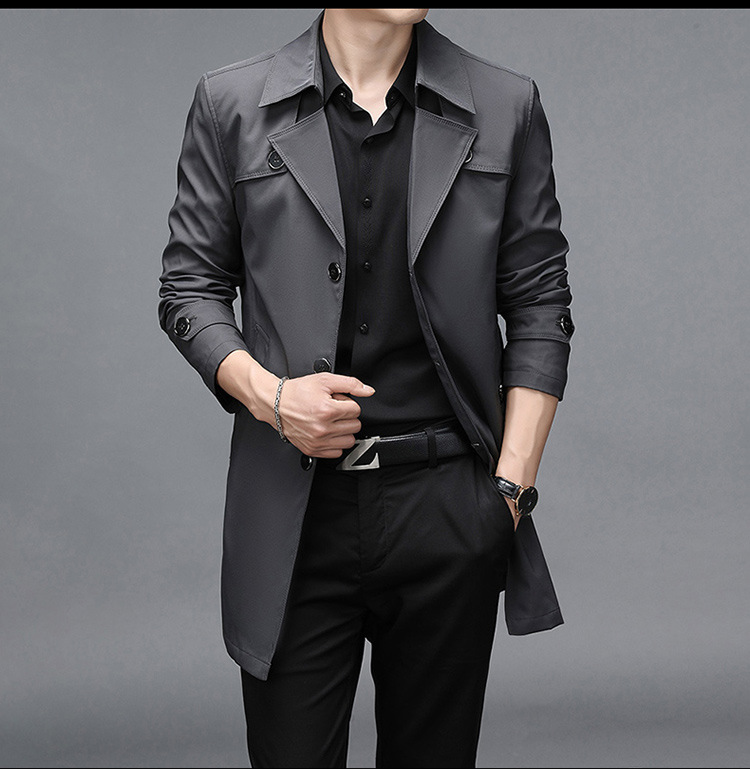 Heren trenchcoat halflang pluche warme zakelijke oversized jas_voghion.com