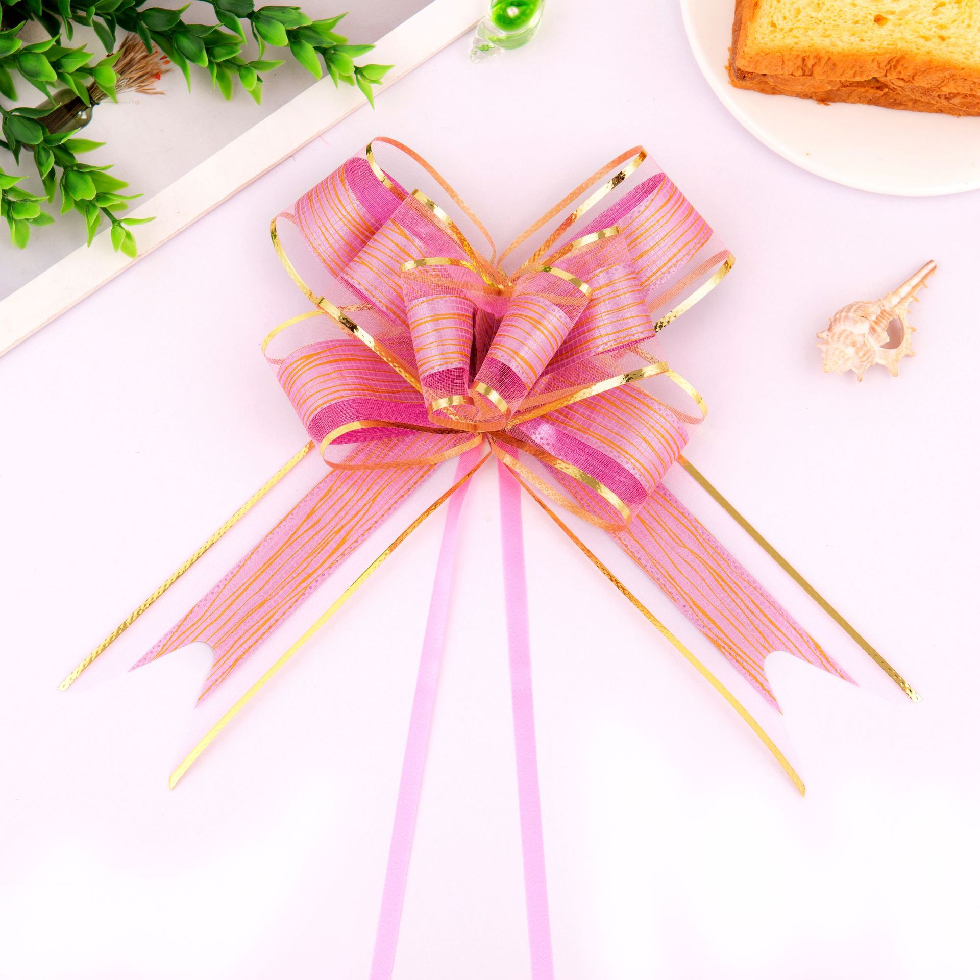 Lazo Decorativo de Malla Modelo 50 de PP Brillante Decorativo para Decoración de Navidad