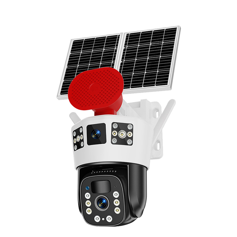 Cámara de vigilancia solar de tres pantallas para el hogar visión nocturna de 360 grados HD al aire libre sin electricidad y sin red huerto al aire libre