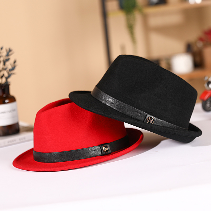 Sombrero Otoño e Invierno pura lana sombrero de jugador de bolos de lana retro francés británico Jazz sombrero rollo a lo largo de fieltro sombrero transfronterizo al por mayor