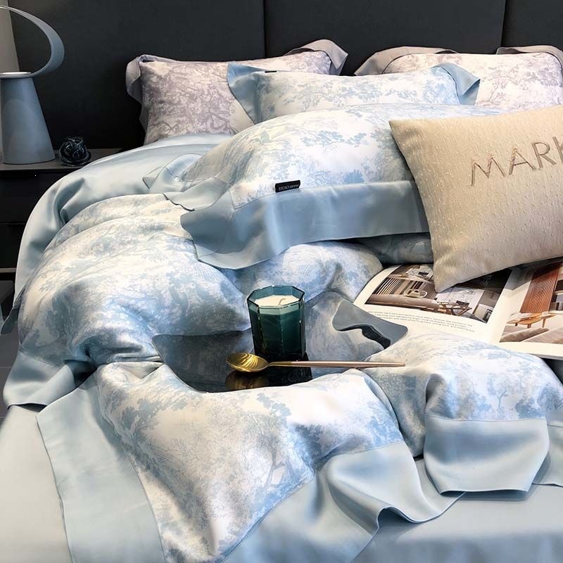 Luxury Washed Ice Silk Bedding Set Cool Touch Sheet Duvet Cover_voghion.com