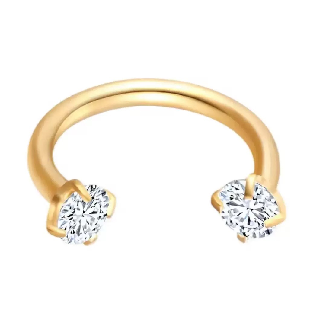 Stainless Steel Heart Zircon Nose Stud Body Piercing Jewelry_voghion.com