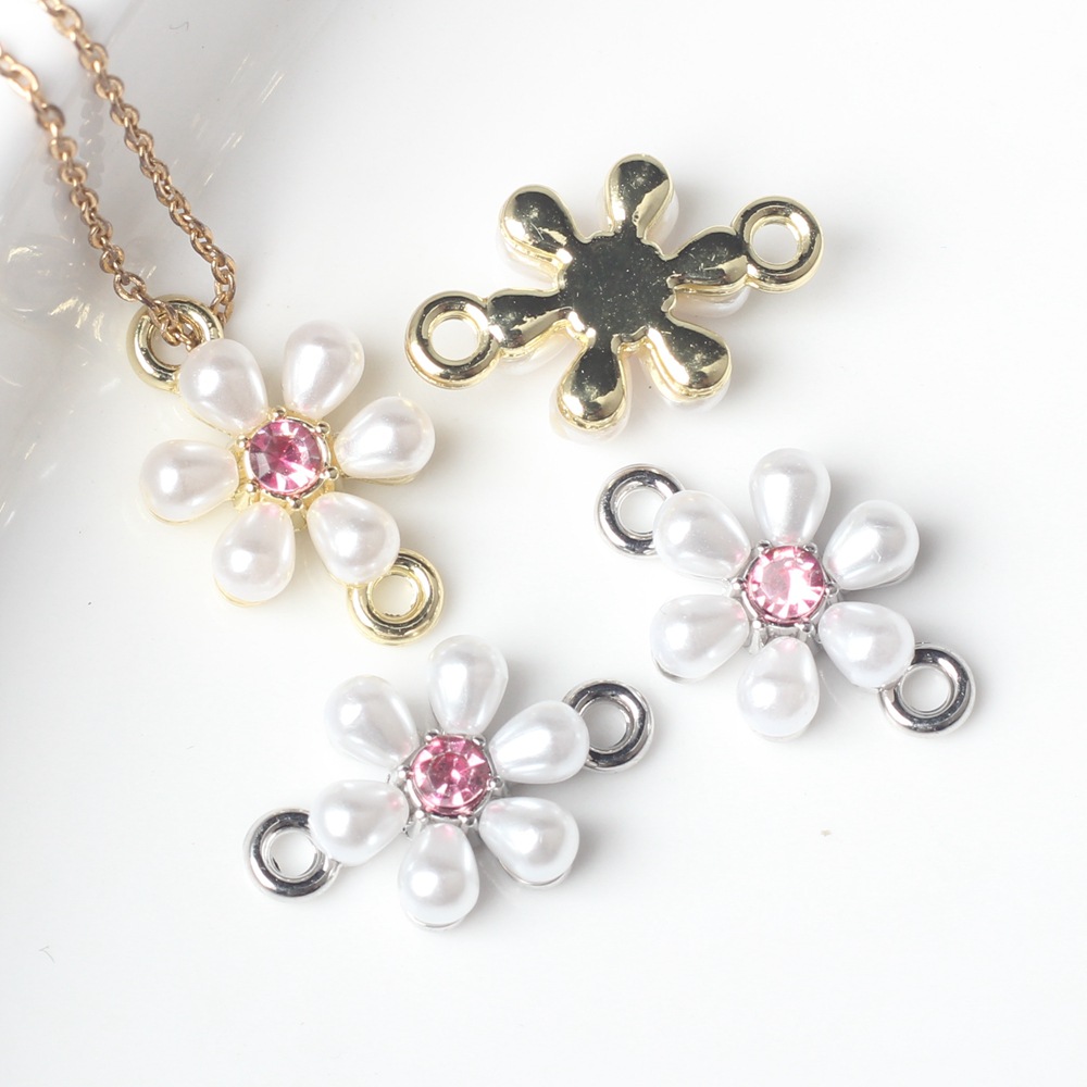 Stone inlay pearl with zircon, pendant, bracelet, necklace, accessory, accessories, simple and elegant design, flowered, DIY