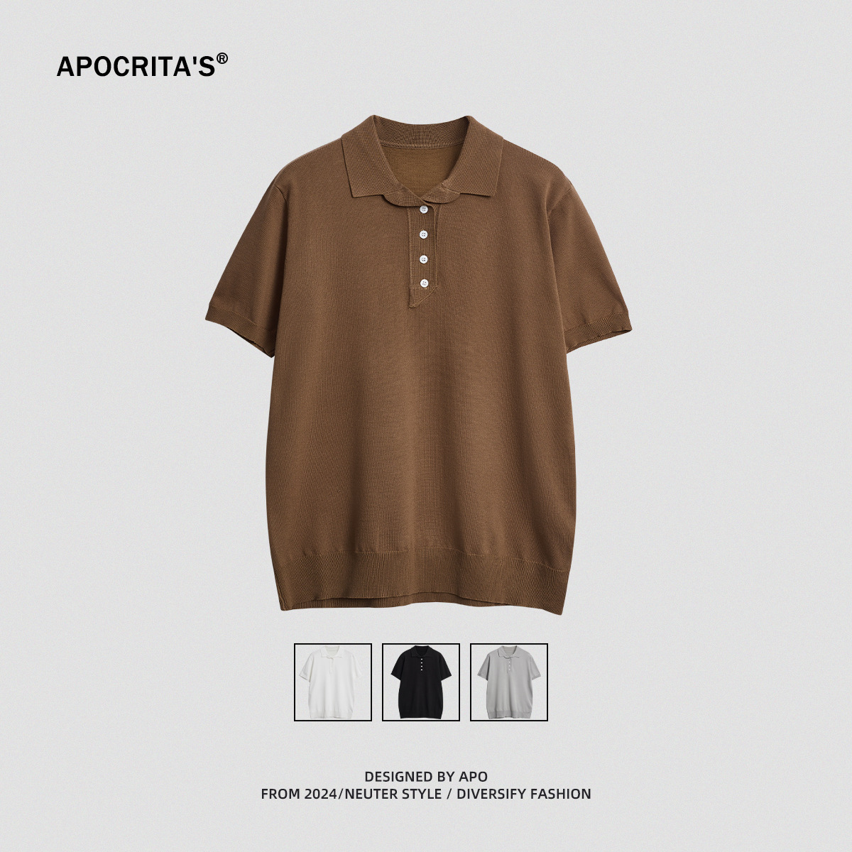 APO Men's | Simple Solid Color Men's POLO Shirt 2024 Summer New Fashion Lapel Comfortable Quick-drying POLO Shirt