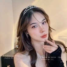 珍珠镶钻皇冠发冠婚礼高级感新娘头饰公主时尚生日派对发饰批发女