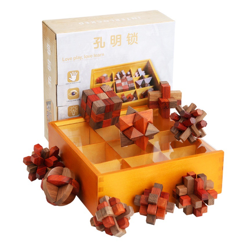 Rompecabezas DE LOS NIÑOS desbloquea traje de juguete caoba nuevo Luban bloqueo Kongming bloqueo nueve juego de inteligencia bloqueo juguete al por mayor