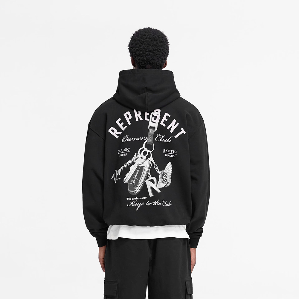 High Street REPRESENT llavero del club de autos retro americano suéter con capucha con estampado en inglés