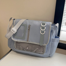 可爱二次元斜挎包日系ins小众设计大容量邮差包透明吧唧痛包娃包