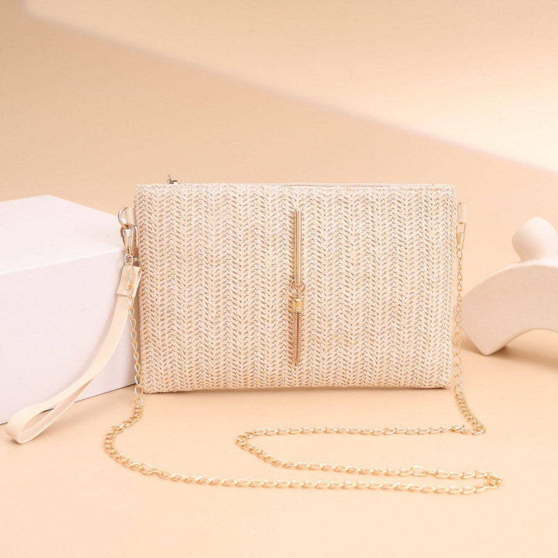 Bolso de mujer coreano bolso de cadena de paja 2025 nuevo nicho Zhong universal mochila de hombro image 1