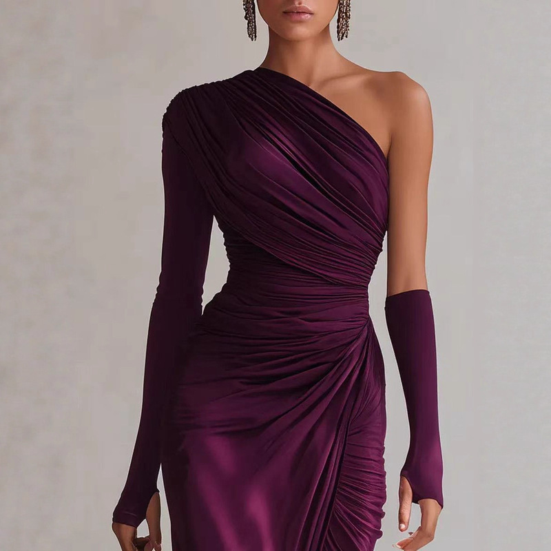 In Stock 2025 Spring and Autumn New Style Solid Color Textured Long-Sleeve Elegant French-Style Dress for Women In Stock 2025 Spring and Autumn New Style Solid Color Textured Long-Sleeve Elegant French-Style Dress for Women