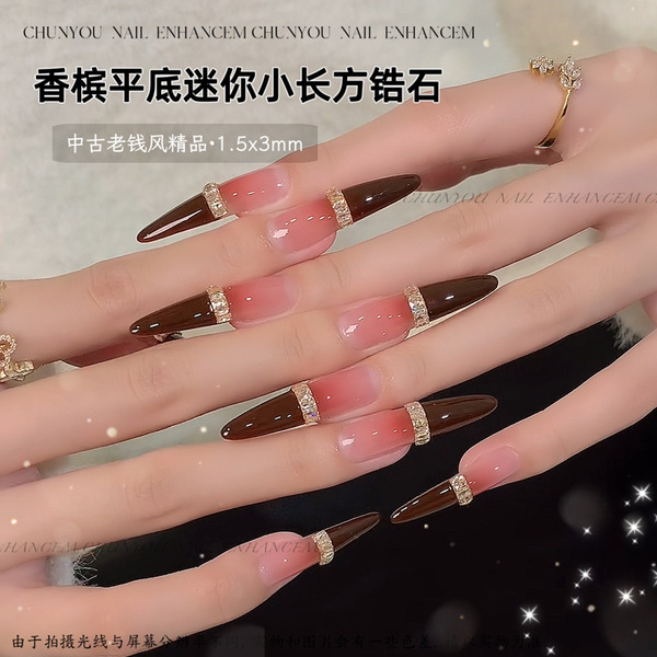 Rectangular small nail decoration with zircon for manicure
