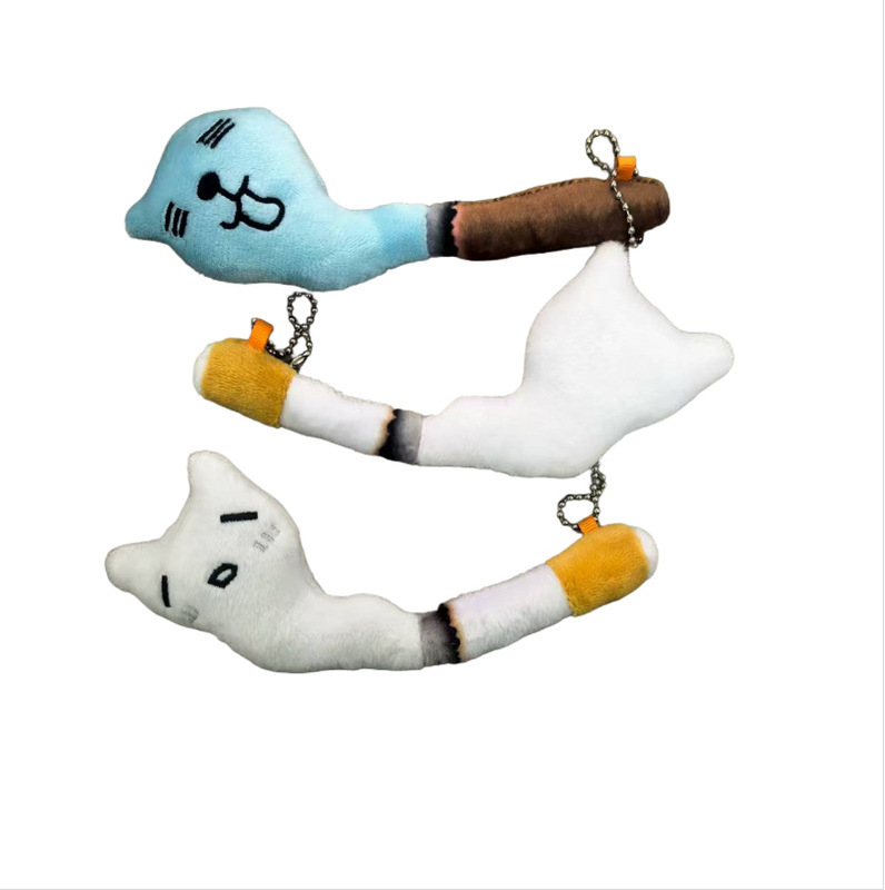 Funny Smoker Ghost Kitten Doll Creative Cigarette Shape Cigar Plush Pendant Keychain Pendant Couple Funny Smoker Ghost Kitten Doll Creative Cigarette Shape Cigar Plush Pendant Keychain Pendant Couple