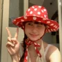 浪漫遮阳波点法式盆帽