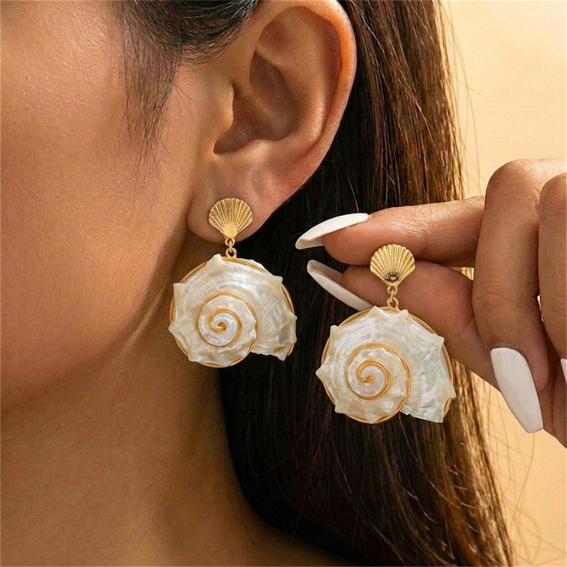 European and American Cross-Border Shell and Conch Earrings, Beach Vacation Symmetrical Earrings, Ins Ocean Style Personalized Earrings for Women European and American Cross-Border Shell and Conch Earrings, Beach Vacation Symmetrical Earrings, Ins Ocean Style Personalized Earrings for Women