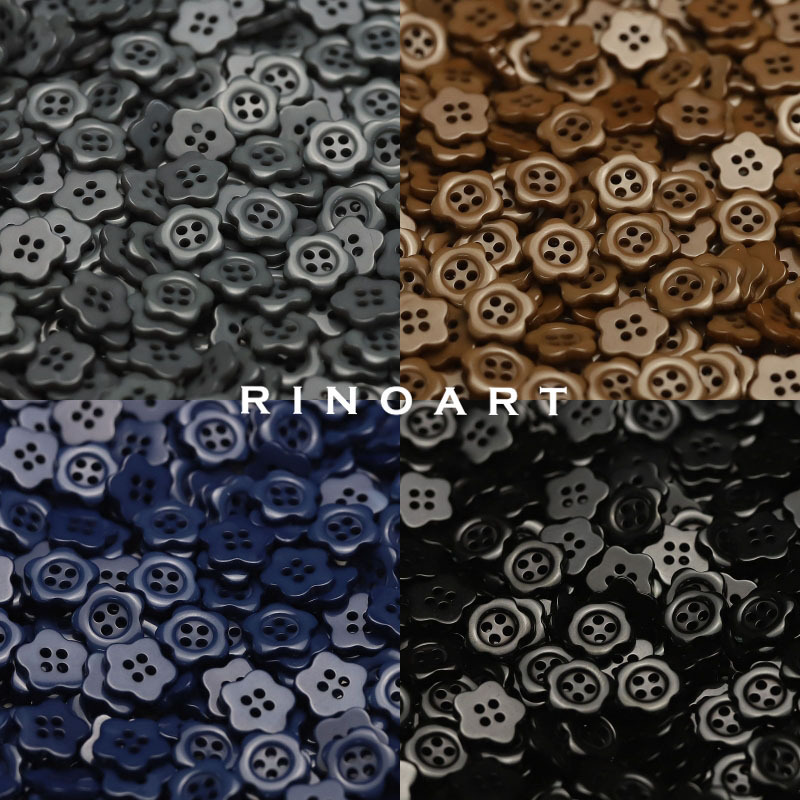 Ruonai [Color Can Be Customized] Plum Blossom Black and White Button Shirt Resin Button Red and Yellow Dress Cardigan Button