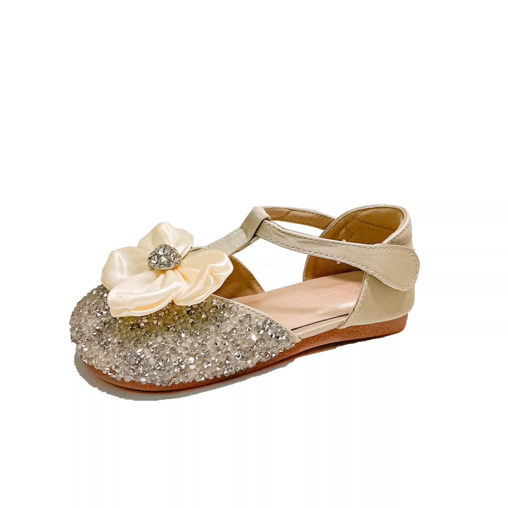 Zapatos de princesa de niñas 2026 zapatos de cristal primavera y otoño nuevos zapatos de diamante de flores zapatos de cuero de niñas de talón plano zapatos de sola suave image 6