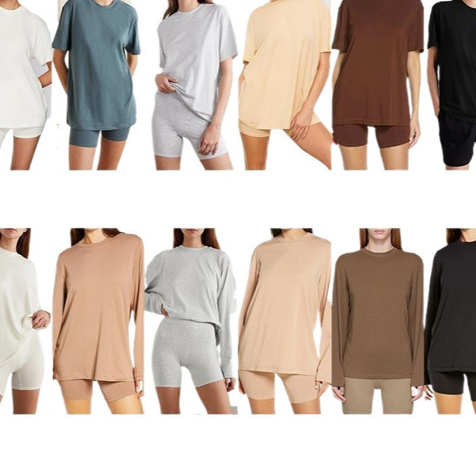 Kim Kardashian's Magical Fabrics and Tailoring: Sk Macaron Short-Sleeve T-Shirt with Modal Cloud-Like Feel