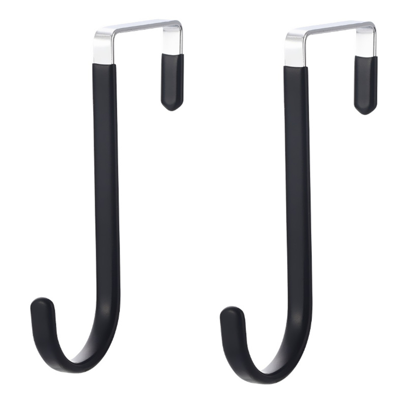 门后挂钩卧室门挂衣服收纳挂勾黑色扁钩免打孔壁挂方管挂钩衣帽钩