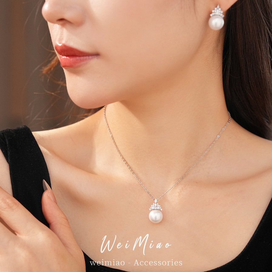 18 quilates de oro verdadero collar de perlas de piedra de aluminio ligero lujo de alta calidad cadena de clavícula simple conjunto de joyería de moda diaria