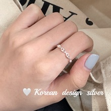 韩国东大门925纯银简约小众猪鼻子链条开口戒指女食指开口ins风