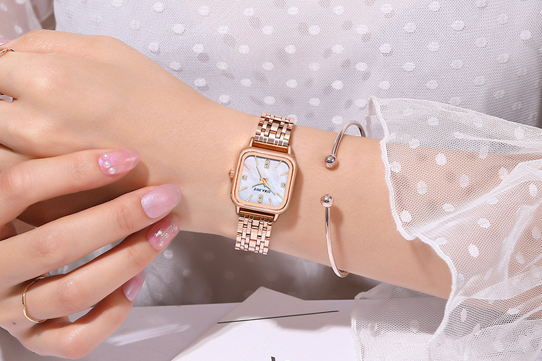 Quartz Movement Solid Color Pattern Casual Solid Color Double Snap-fastener Quartz Women's Watches