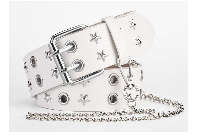 Star Pattern Unisex Gender Punk Streetwear Star Pu Leather Alloy Unisex Leather Belts