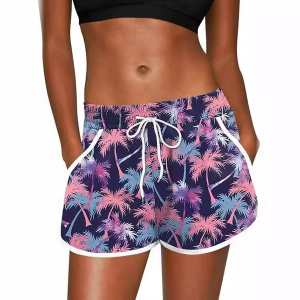 2024 European and American Hot Selling Women's Casual 3D Digital Printed Shorts European and American Women's Clothing Hawaiian Beach Shorts