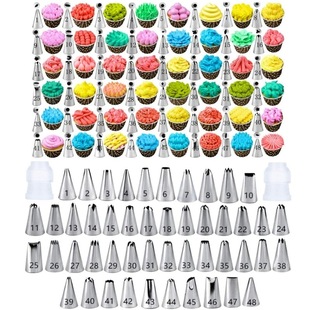 48-Head Small Decorating Nozzle Set 50-Piece Decorating Nozzle Cream Decorating Converter Cream Decoration Tool