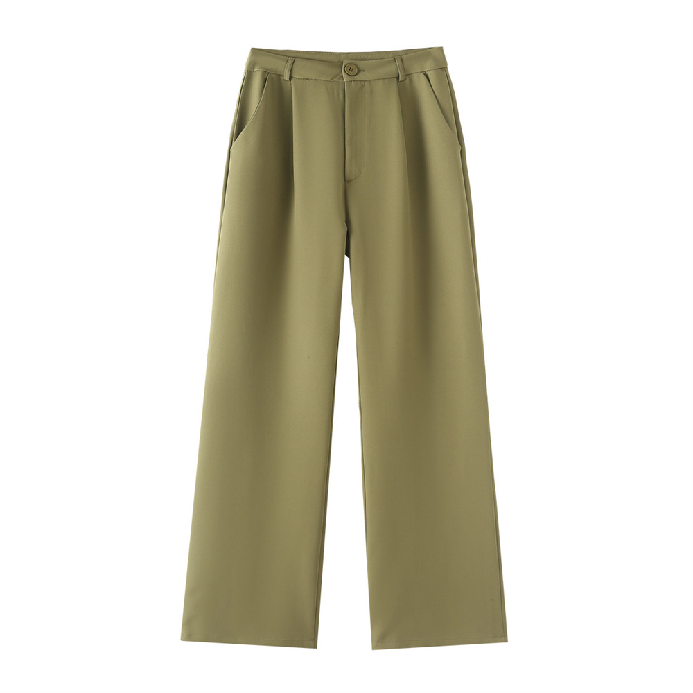 GraceChic Cross-Border Source PB&ZA Women's Clothing 2024 Autumn Winter New Solid Color Commuter Suit Set Casual Wide-Leg Pants_voghion.com