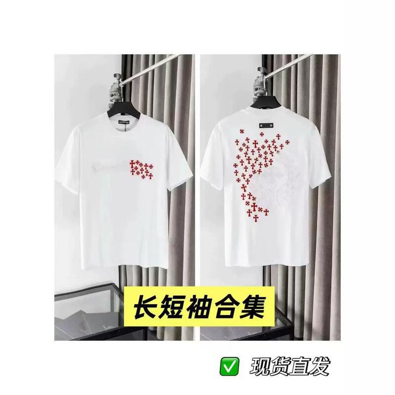 Kro Cross-Border 2026 Summer New Collection Heavy Embroidery Tassel Short Sleeve Pure Cotton T-Shirt for Men and Women, One Piece Dropshipping