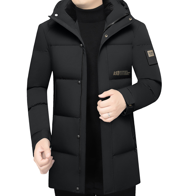 Anti-season Pierre Cardin Down Jacket Men's Winter Youth Slim Fit Mid-length Thickened Hooded Men's Jacket One-piece Hair Anti-season Pierre Cardin Down Jacket Men's Winter Youth Slim Fit Mid-length Thickened Hooded Men's Jacket One-piece Hair