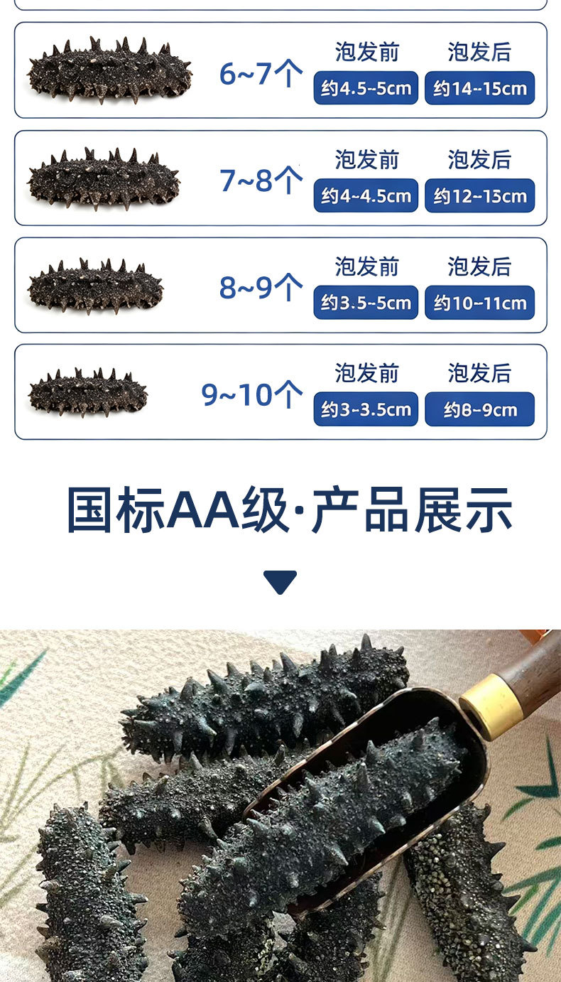 Dalian Lightly Dried Sea Cucumber Gift Box 50g Premium Liao Sea Cucumber Dried Seafood quality and texture