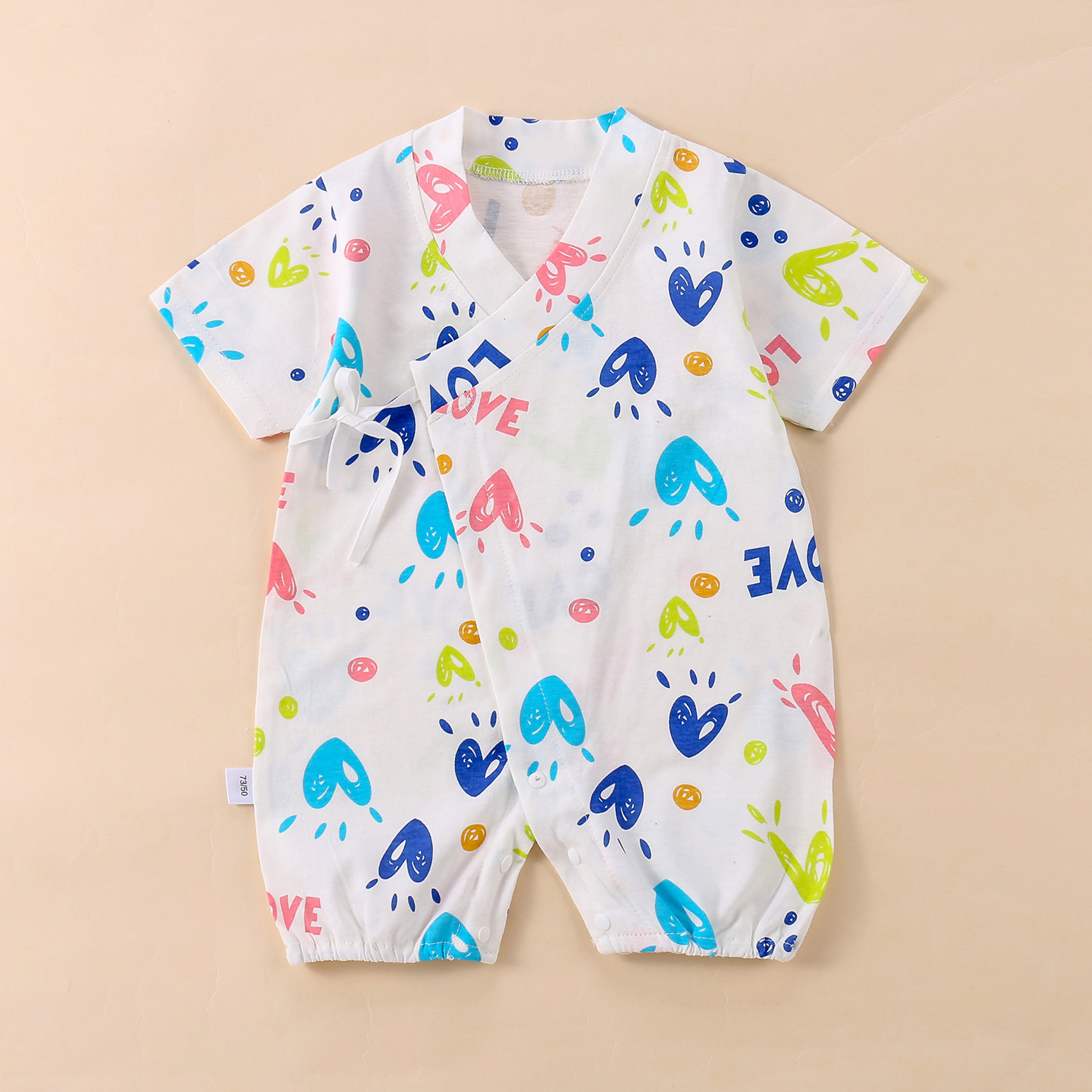 嬰幼兒連體衣夏精梳棉印花韓版嬰兒爬服輕薄透氣男女寶寶短袖和服